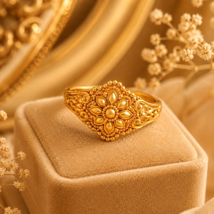 22K Royal Lotus Gold Ring